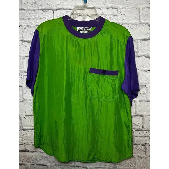 Vintage 80s 100% silk SK & Company 2pc top set, M. - Picture 2 of 13